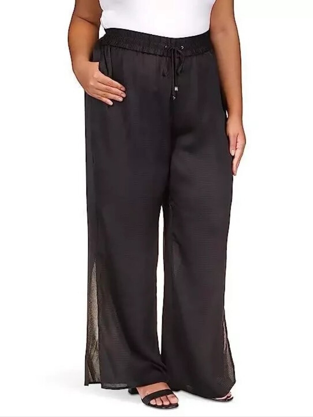 NWT MICHAEL Michael Kors Black Pocketed Slitted Wide Leg Pants Plus Size 2x